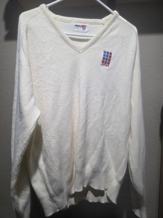 King Louie Other - Vintage 70s King Louie Pro Fit Jepson Embroidered Polyester V Neck Sweater XL